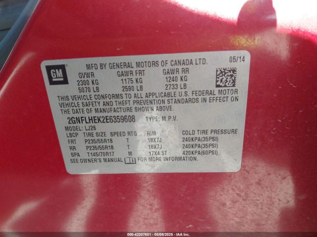 2GNFLHEK2E6359608 Chevrolet Equinox Ltz