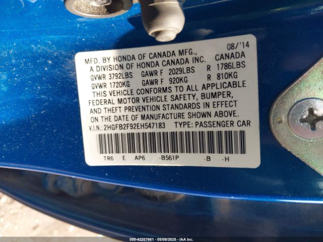 2HGFB2F92EH547183 Honda Civic Ex-l