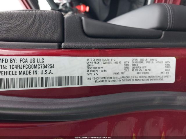 2021 JEEP GRAND CHEROKEE 1C4RJFCG0MC734254 Photo 8