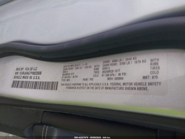 1C4RJKAG7P8822608 Jeep Grand Cherokee L Altitude 4x4