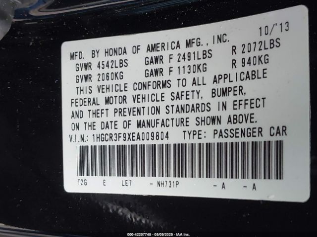 1HGCR3F9XEA009804 Honda Accord Touring