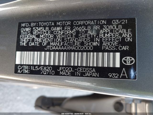 JTDAAAAAXMA002000 Toyota Mirai Xle
