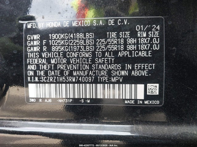 3CZRZ1H53RM740097 Honda k20z5