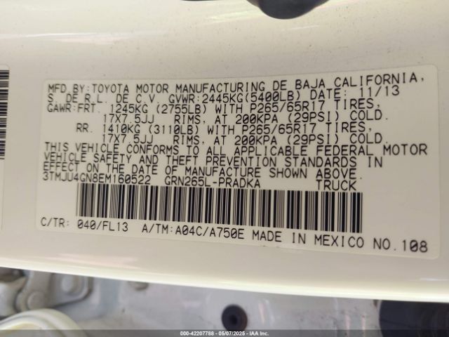 3TMJU4GN8EM160522 Toyota 1gr-fe