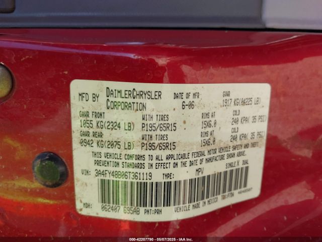 2006 CHRYSLER PT CRUISER 3A4FY48B06T361119 Photo 8