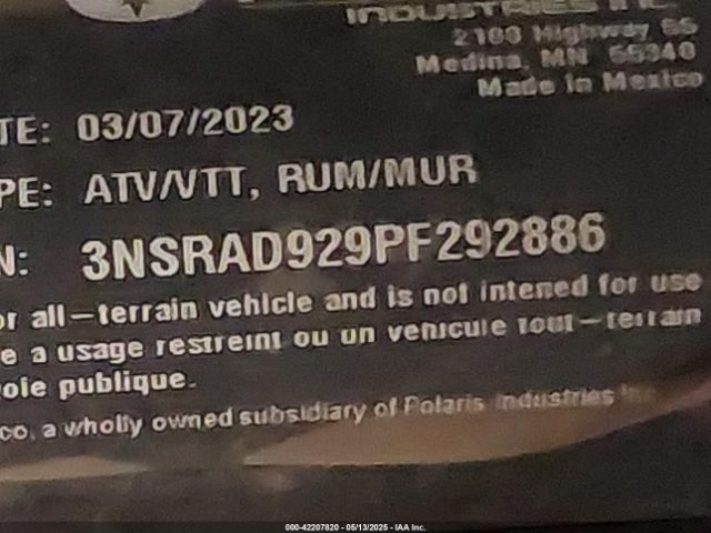 2023 POLARIS RZR 3NSRAD929PF292886 Photo 9