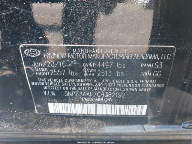 5NPE34AF7GH382192 Hyundai Sonata Sport