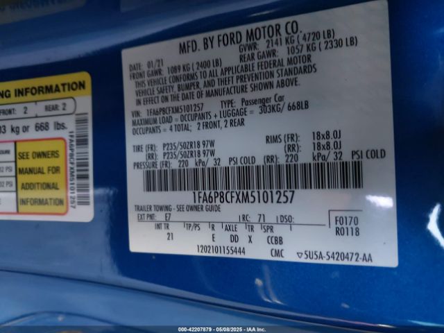 1FA6P8CFXM5101257 Ford tivct