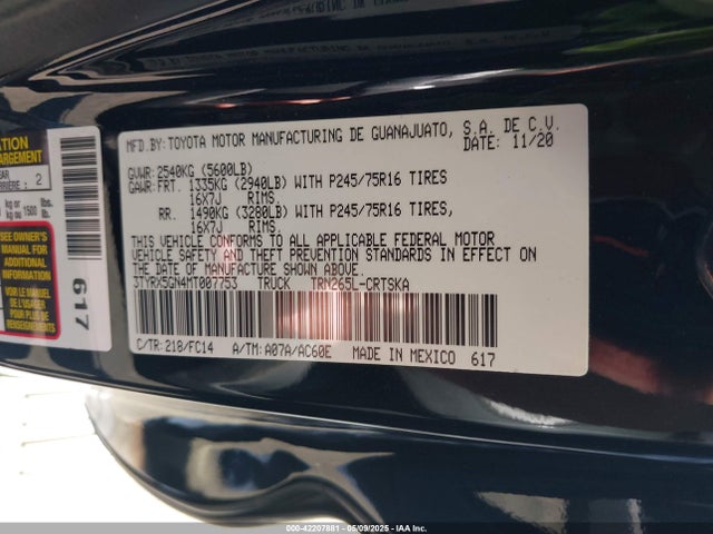 3TYRX5GN4MT007753 Toyota Tacoma Sr5