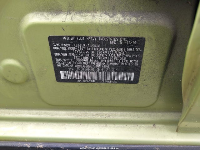 JF2GPBPC3FH221304 Subaru 2.0l naturally aapirated hev