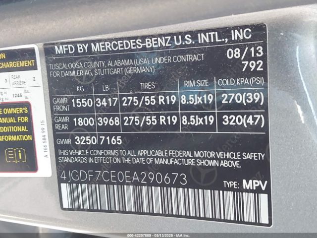 2014 MERCEDES-BENZ GL 450 4JGDF7CE0EA290673 Photo 8