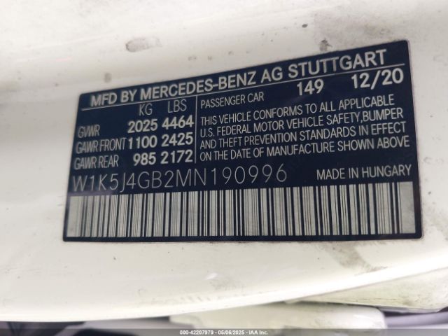 2021 MERCEDES-BENZ CLA 250 W1K5J4GB2MN190996 Photo 8