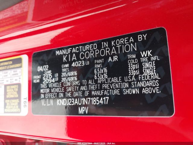 KNDJ23AU1N7185417 KIA SOUL S