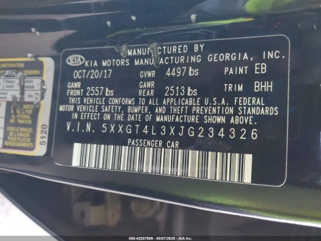 5XXGT4L3XJG234326 KIA Optima Lx