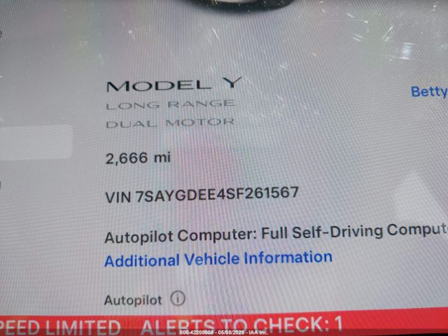 7SAYGDEE4SF261567 Tesla Model Y Long Range Dual Motor All-wheel Drive