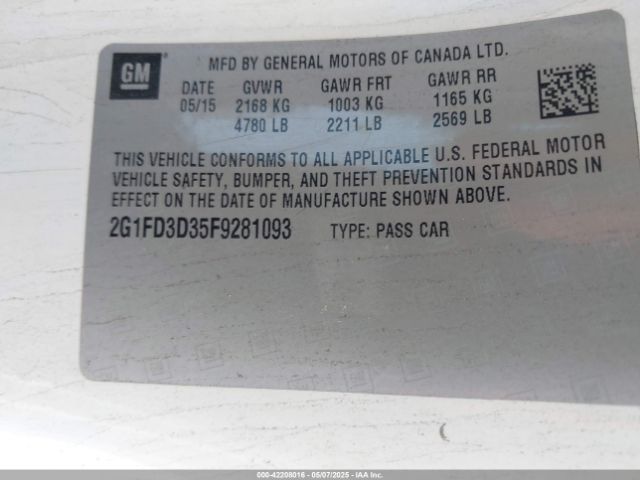 2G1FD3D35F9281093 Chevrolet Camaro 1lt
