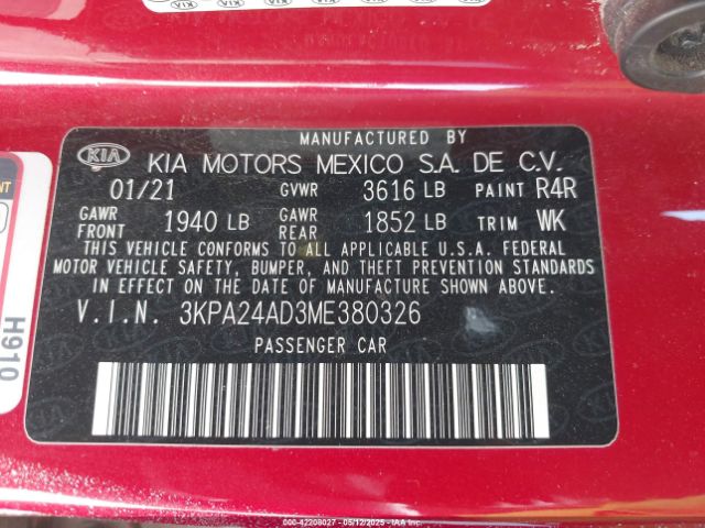 2021 KIA RIO 3KPA24AD3ME380326 Photo 8