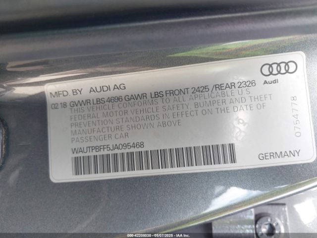 WAUTPBFF5JA095468 Audi A3 E-tron 1.4t Premium/1.4t Tech Premium