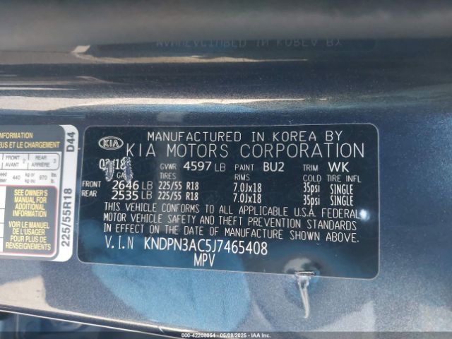 KNDPN3AC5J7465408 KIA Sportage Ex