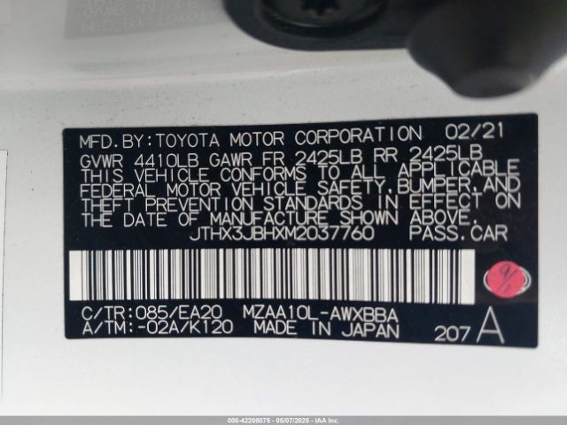 JTHX3JBHXM2037760 Lexus UX 200