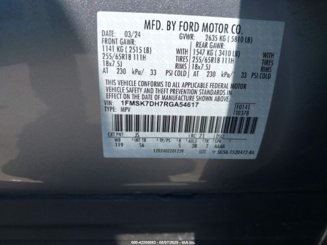 2024 FORD EXPLORER 1FMSK7DH7RGA54617 Photo 8