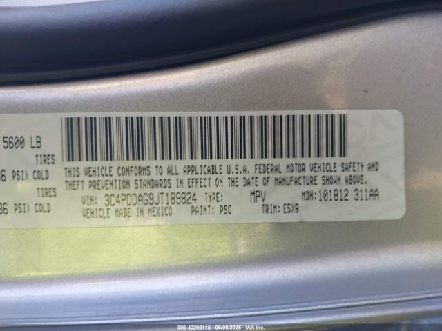 2018 DODGE JOURNEY 3C4PDDAG9JT189824 Photo 8