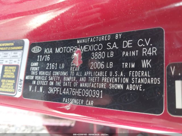 3KPFL4A76HE090391 KIA FORTE S
