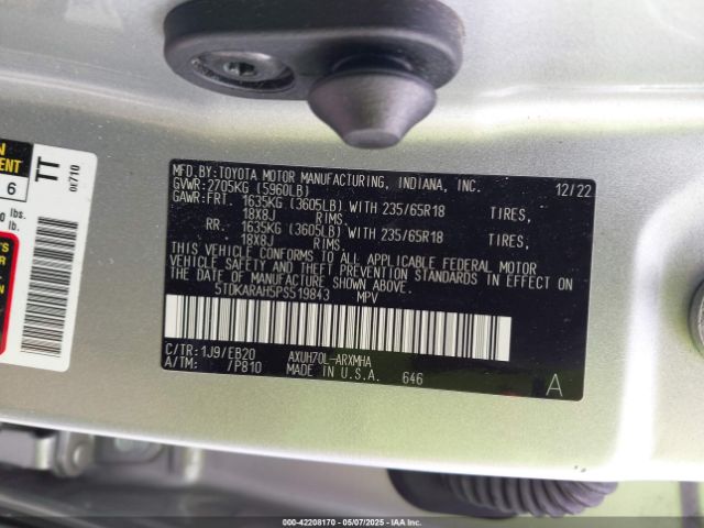 5TDKARAH5PS519843 Toyota Highlander Hybrid Xle