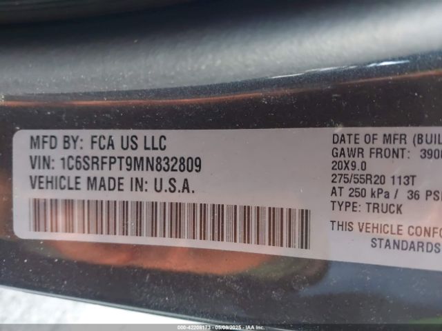1C6SRFPT9MN832809 RAM 1500 Limited  4x4 6'4 Box