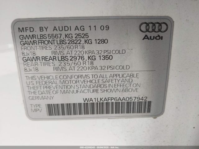 2010 AUDI Q5 WA1LKAFP6AA057942 Photo 8