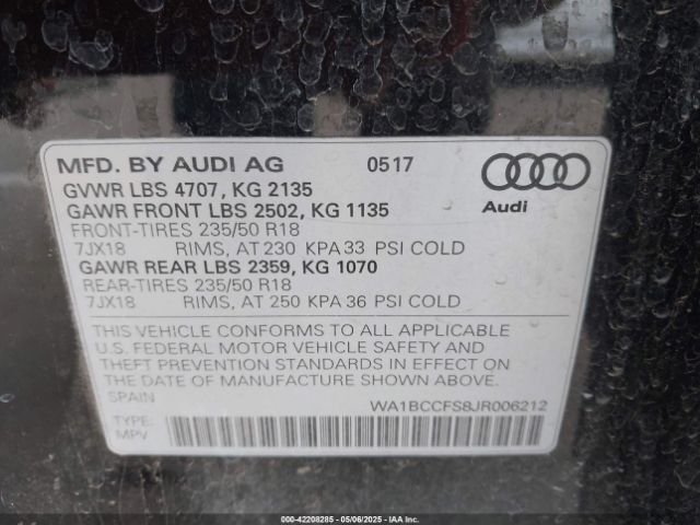 2018 AUDI Q3 WA1BCCFS8JR006212 Photo 8