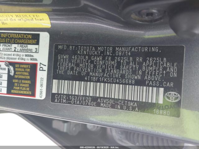 4T1BF1FK5EU456688 Toyota CAMRY SE