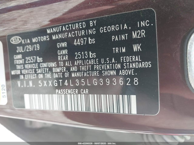 5XXGT4L35LG393628 KIA Optima Lx