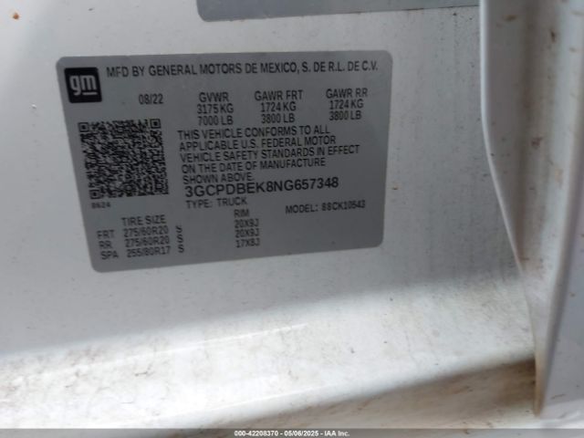 2022 CHEVROLET SILVERADO 1500 3GCPDBEK8NG657348 Photo 8