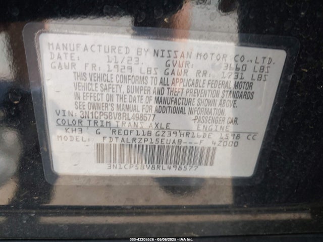 3N1CP5BV8RL498577 Nissan Kicks S Xtronic Cvt