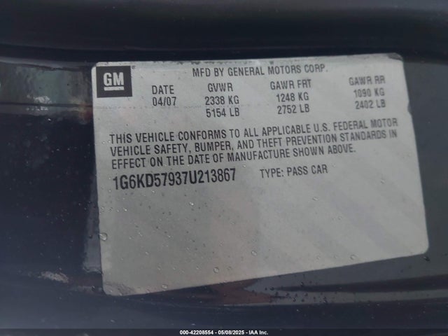 2007 CADILLAC DTS 1G6KD57937U213867 Photo 8