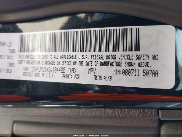 1C4PJMDSXGW104422 Jeep Cherokee Limited