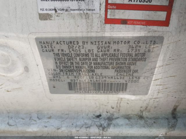 3N1CN8DV2PL823290 Nissan Versa 1.6 S Xtronic Cvt