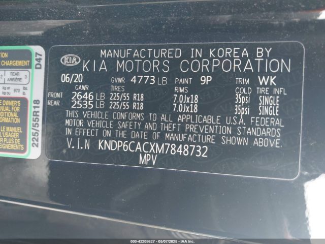 KNDP6CACXM7848732 KIA SPORTAGE S