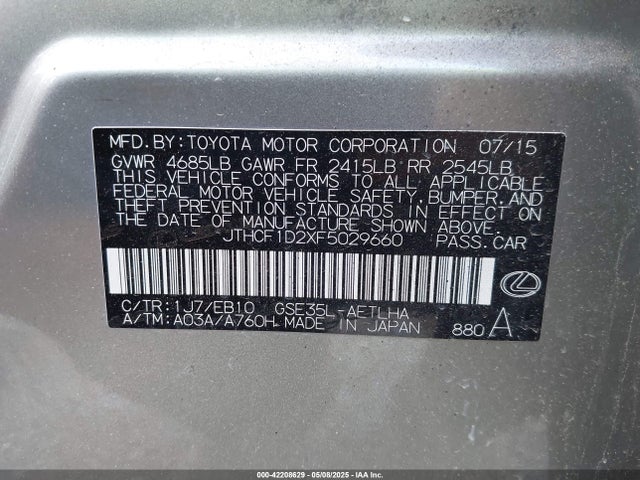 Lexus IS 250 2015 JTHCF1D2XF5029660 Image 9