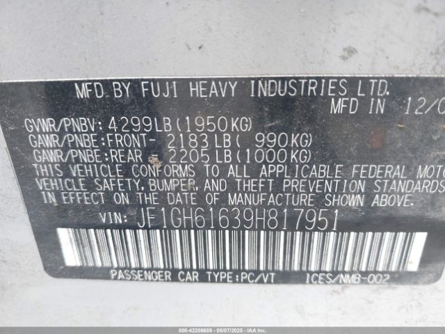 2009 SUBARU IMPREZA JF1GH61639H817951 Photo 8