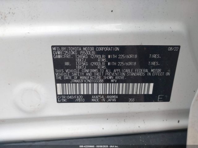 JTMAB3FV2ND103388 Toyota Rav4 Prime Se