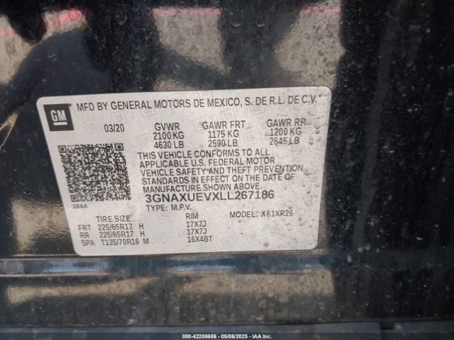3GNAXUEVXLL267186 Chevrolet lyx - direct injection, vvt, fgt, turbo, alum, gen1