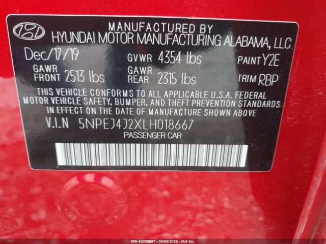 2020 HYUNDAI SONATA 5NPEJ4J2XLH018667 Photo 8