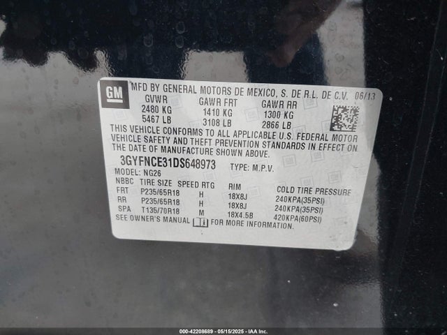 2013 CADILLAC SRX 3GYFNCE31DS648973 Photo 8