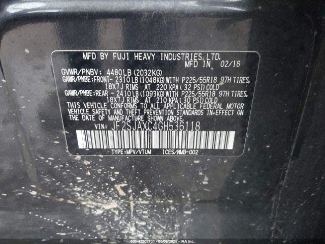 JF2SJAXC4GH536118 Subaru Forester 2.5i Touring