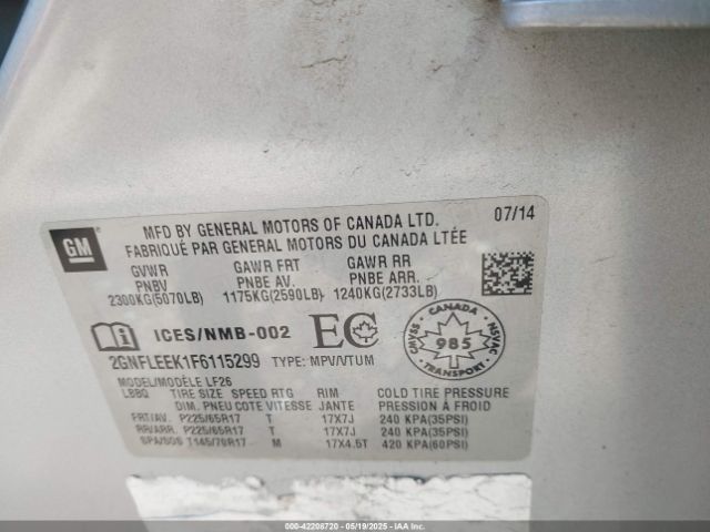 2GNFLEEK1F6115299 Chevrolet EQUINOX LS