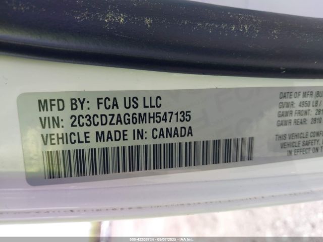 2C3CDZAG6MH547135 Dodge Challenger Sxt
