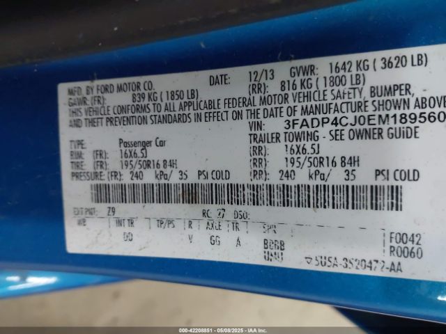 3FADP4CJ0EM189560 Ford Fiesta Titanium