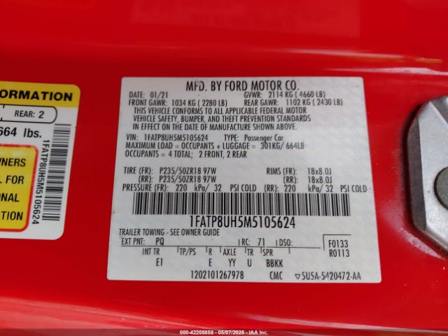 2021 FORD MUSTANG 1FATP8UH5M5105624 Photo 8